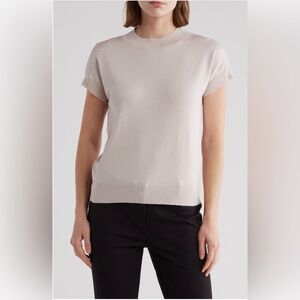 Tahari Short Sleeve Crew Sweater in Sand
